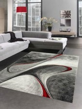 Tapis de salon moderne tapis abstrait en gris rouge