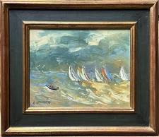 Antique Seascape Yacht Boats