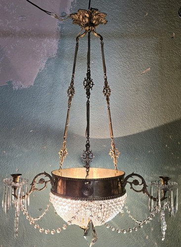 Lustre pampilles perles ancien - perles,