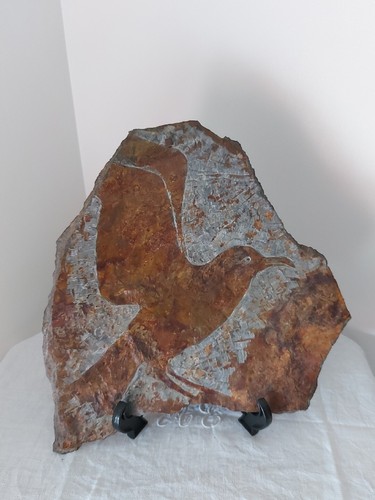 Sculpture mouette sur - , ardoise
