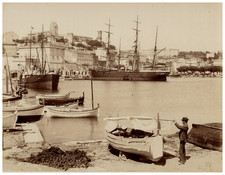 Jean Gilletta, Cannes, Le Port Vintage Albumen Print Albumen Print 21x27 