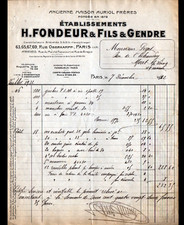 PARIS (XI°) TOOLS & measuring instruments "AURIOL / H. FONDEUR" invoice in 1932