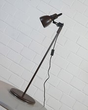 ancien lampadaire spot projecteur lecture tige sol lampe marron vintage année...