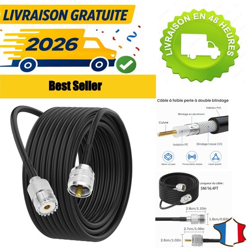 Câble coaxial rg58 pl259 - câble,