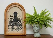 MER, DECORATION MURALE RUSTIQUE, PIEUVRE, VINTAGE, STYLE RETRO