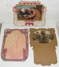 4446/ LOT DE 3 ANCIENS FOND DE CALENDRIERS OU PORTE LETTRES CARTON GAUFRÉ CHROMO