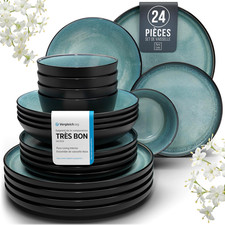 ervice de Vaisselle en Grès Ibiza 24 pièces: Service de Table pour 6 Personnes, 