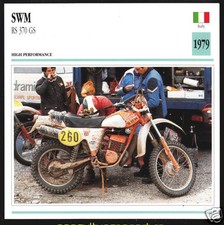 1979 SWM RS 370cc GS (366cc Rotax) Italy Enduro Motorcycle Photo Spec Info Card