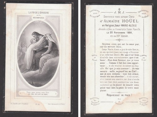 Image pieuse mortuaire sœur - mortuaire,
