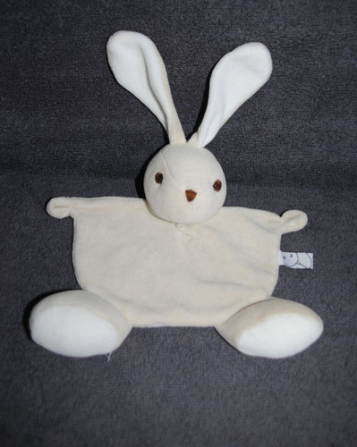 Doudou lapin beige blanc - doudou,