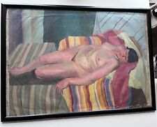 Anne Marie Migette Perard (1902-1977) Nude Art Deco, Oil on Canvas in Frame