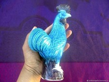 Antique Turquoise Large Porcelain Rooster Figure