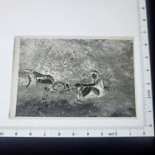 ANTIQUE PICNIC BIKE TRAILER HOT AIR HEATER SNAPSHOT NEGATIVE CIRCA 1950 6 X 9 CM