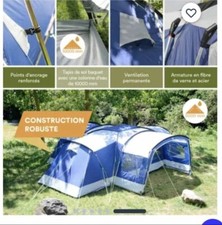 tente de camping skandika nimbus 12 personnes couleurs bleu et gris