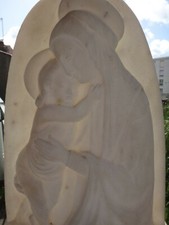 VIRGIN MARBLE ALABASTER RELIGIOUS PLAQUE