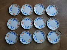 12 Assiettes Porcelaine D Aquitaine L Lourioux À Foecy  Décor Main Monogramme
