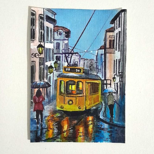 Peinture originale aceo tram - aceo,