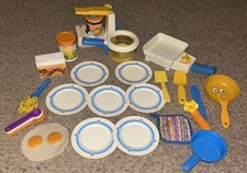 Fisher-Price Vintage 1980s Pretend Cookware Skillet pot Can Opener Accessories +