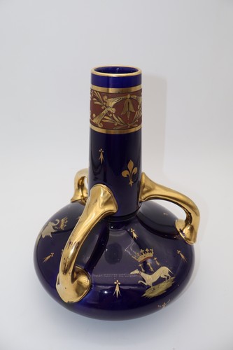 Ancien vase bleu doré - bleu, et