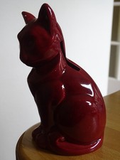 SAINT CLEMENT ANTIQUE EARTHENWARE PIGGY BANK CAT MODEL ht 14 cm