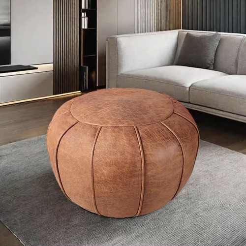 Faux leather pouf unstuffed - faux,