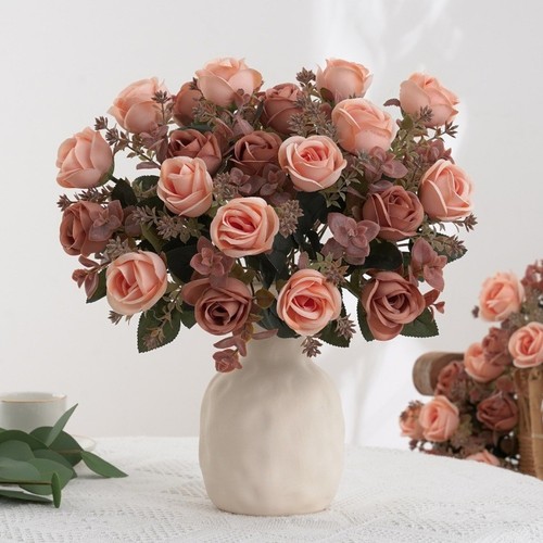 Bouquet roses soie - roses, en