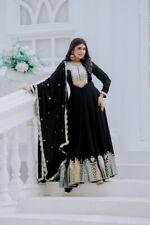Stylish Look Black Chinon Silk Gown With Dupatta For Women & Girls