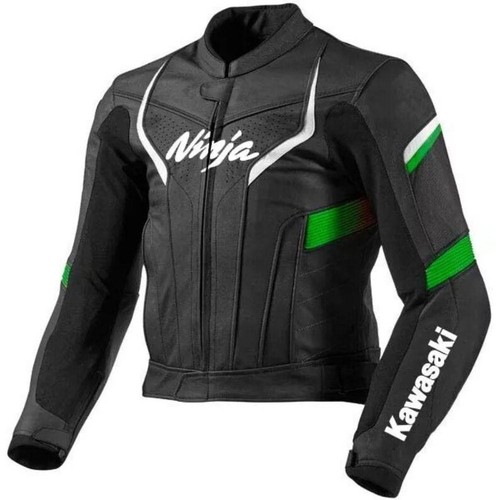 Blouson moto cuir - , kawasaki