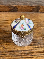 Rochard Limoges Peint Main Trinket Box Enameled and Crystal Circus Tent Top