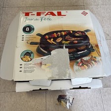 Tefal Raclette Tour De Fete Table Grill Gourmet Set With 8 Non-Stick Pans NEW