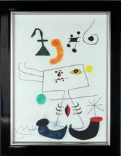 JOAN MIRO / Authentic Mixed Media on Paper, Art Drawing Signed.