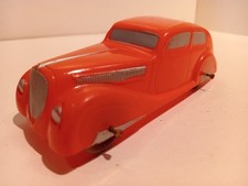 Delahaye Sedan Toy with Orange Celluloid Trunk Wooden Wheels 1/32 VGC