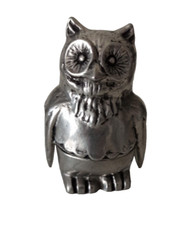 Ancienne boite zoomorphe sculpture hibou chouette étain de la Fontaine PARIS 99%