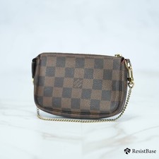 Louis Vuitton Damier Mini Pochette Accessoire Ebene Chain Pouch Handbag N58009 A