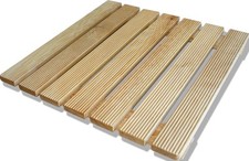 Caillebotis de Douche en mélèze avec Lattes vissées 58x58 cm pour receveurs d...