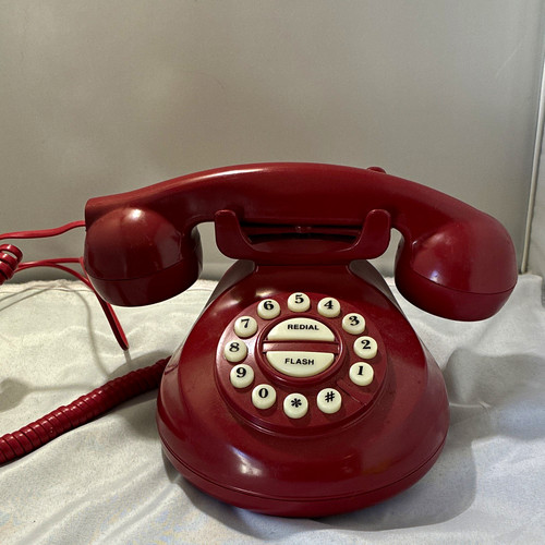 Red vintage retro corded - red, phone