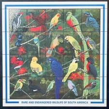 GUYANA BIRDS STAMPS SHEET 1990 MNH RARE WILDLIFE PARAKEET TOUCAN PARROT MACAW