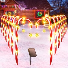 12 Pack Outdoor Solar Christmas Candy Cane Pathway Lights Outdoor Garden Lamp