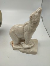 SERRE LIVRES ART DECO OURS EN CRAQUELE PAR LOUIS FONTINELLE UN ABIME A RESTAURER