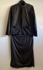 Issey Miyake Black Suit  Jacket Skirt Inner fleece  Women’s Size 2