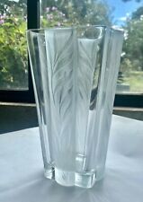 Elegant JG Durand Solid Crystal Vase Leaf Pattern - Solid Crystal Foliage Vase