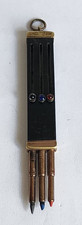 Rare Porte-Mine à 3 Couleurs ancien, Métal doré et laqué noir, fonctionne