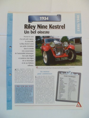 Carte fiche auto riley - riley, nine
