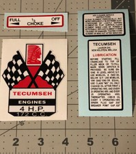 Tecumseh 4 hp decal 172 C.C