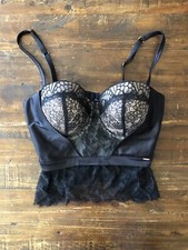 Noir Bustier Satin and Lace Black Nude Underlay 36D