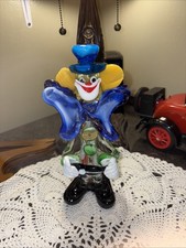 Vintage Hand Blown Italian Murano Glass Clown Sculpture—10” Tall—READ BELOW