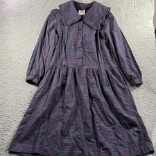 VINTAGE LAURA ASHLEY DRESS WOMENS 12 WOOL PRAIRIE COTTAGE CHORE RUFFLE COLLAR