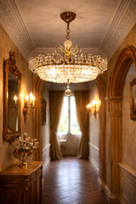 Beau vieux lustre en metal et