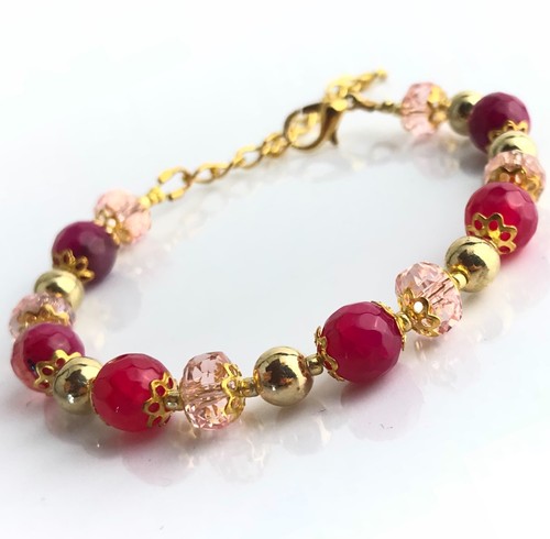 Bracelet agathe rose pierres - bracelet,