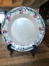 ancien plat creux en faïence de Creil Montereau labrador décor de frise foral